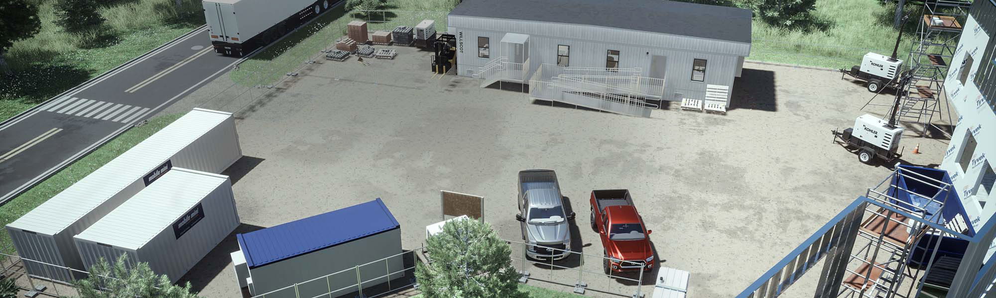 Rendering of  storage containers on a job site