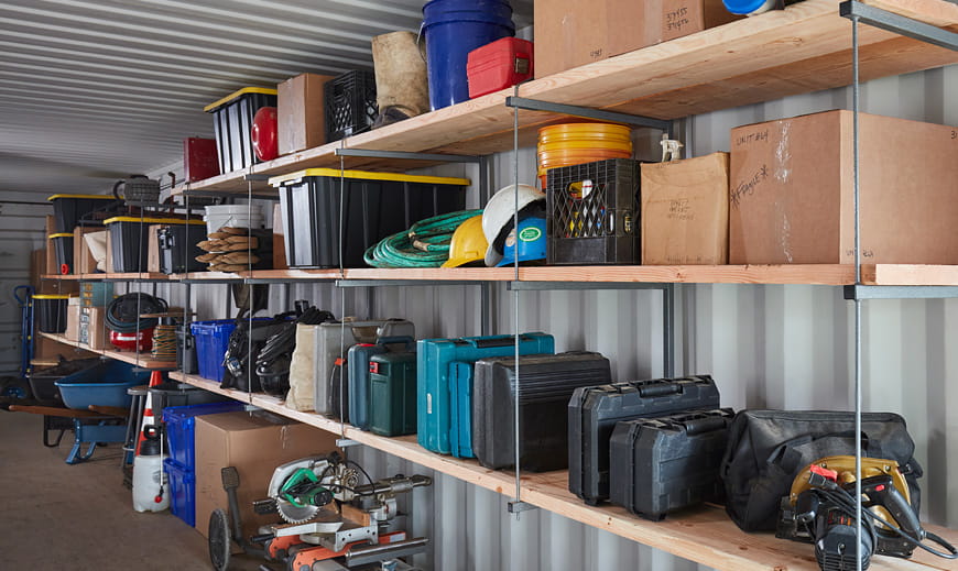 internal shelving in storage unit