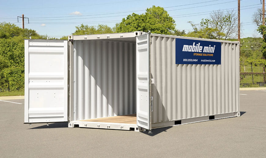 An open storage container unit